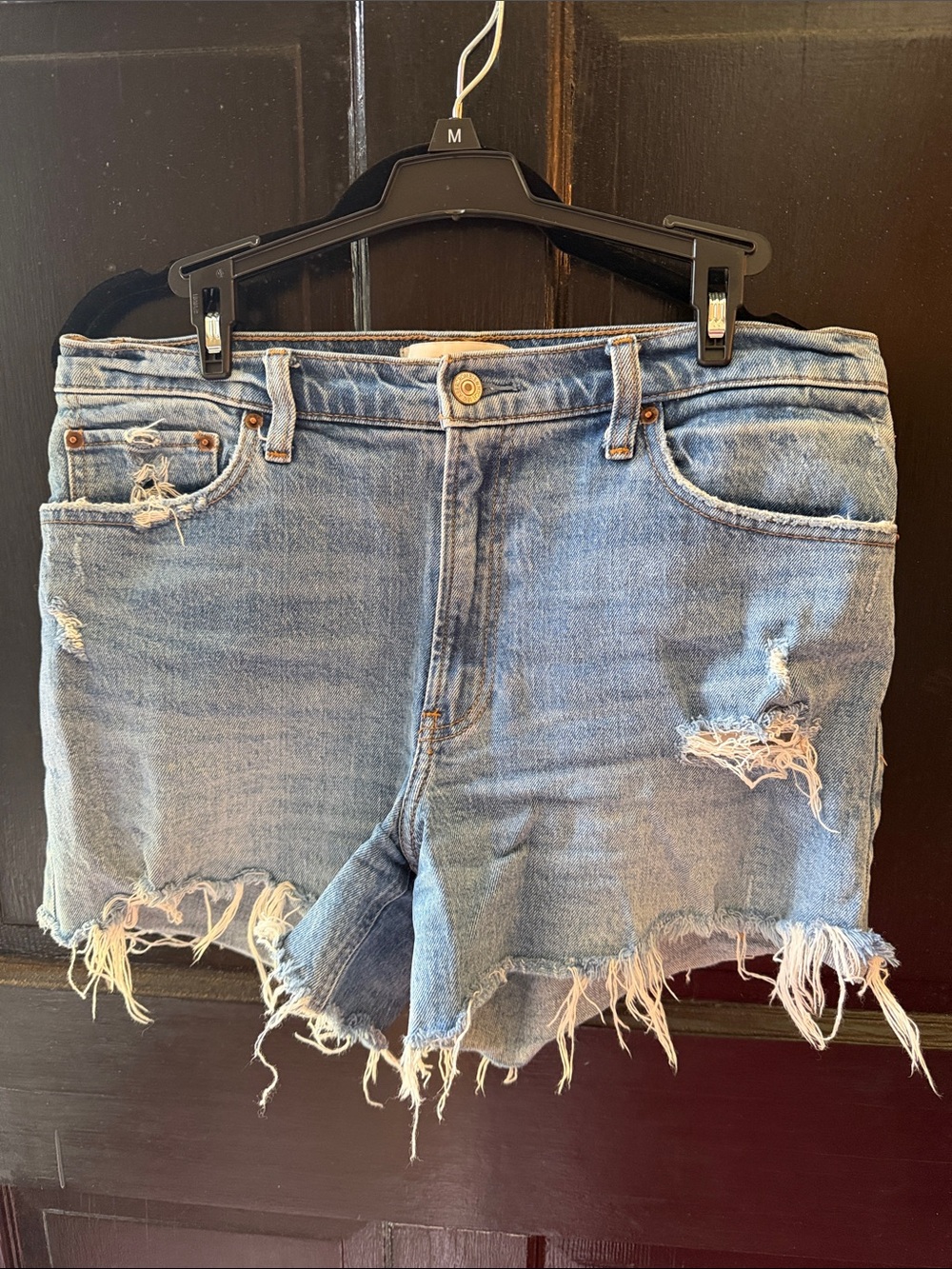 Abercrombie & Fitch Light Blue Distressed Denim Shorts